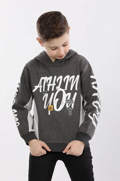 Go Veform Зимна блуза с качулка и 3 нишки за момче, щампа, дебела, опушена MRN7013