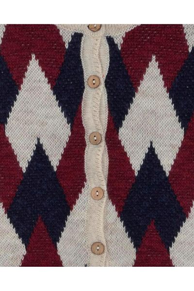 Minora Girl's Knitwear Baklava Pattern Cardigan Trousers Set