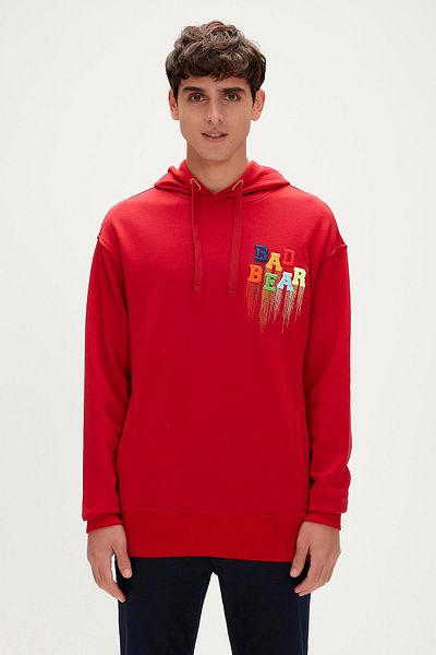Bad Bear Rainbow Hoodie Crimson-Red Red Hooded Men's Sweatshirt