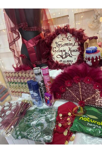 kınagecesimarket Kına Gecesi Seti Duvak Seti,gelin Def,yelpaze, Testi 209parça Aynı Setten Tüm Renkler Mevcuttur