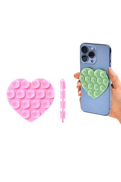 Microcase Vantuzlu Kalp Desen Silikon Cep Telefonu Sabitleme Yapıştırma Pedi AL4793