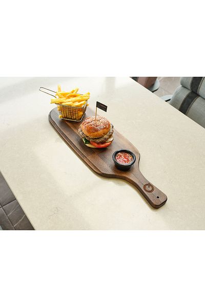 Davi Ahşap Wooden Presentation Plate - Handled Design