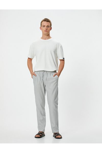 Koton Pantaloni de vară din in - Chino, cu șireturi în talie și buzunare