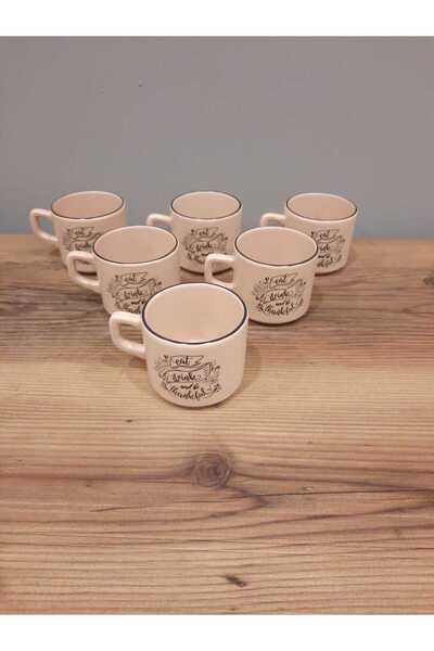 Keramika KERAMİKA ÇAY FİNCANI MOTTOLU 6 ADET STACKABLE