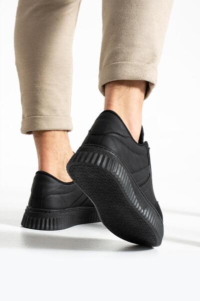 L.A Polo 509 Siyah Renk Siyah Tabanlı Bağcıklı Günlük Erkek Spor Ayakkabı