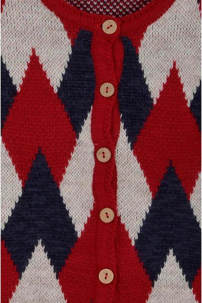 Minora Girl's Knitwear Baklava Pattern Cardigan Trousers Set