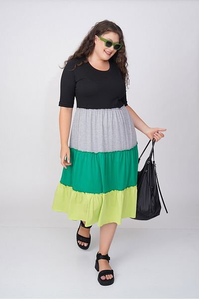 Büyük Moda RENGARENK LAYERED COTTON DRESS