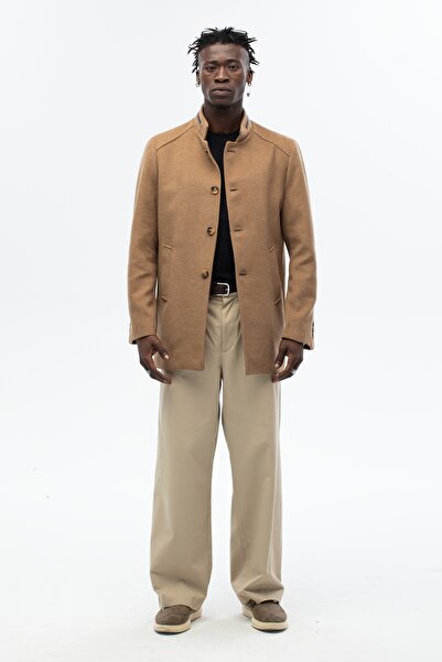 ABOUT US Men's Collar Leather Detailed Standard Fit Coat # 4610