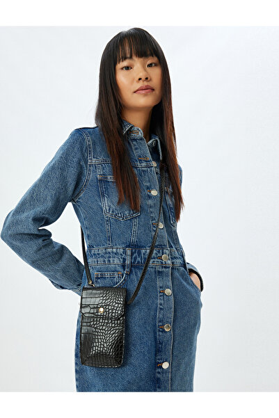 Koton Geantă pentru telefon cu curea din piele artificială cu aspect de crocodil