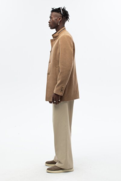 ABOUT US Men's Collar Leather Detailed Standard Fit Coat # 4610