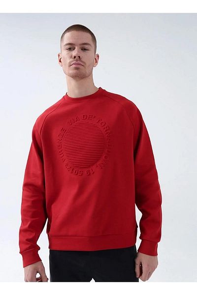 GMG FIRENZE Crew Neck Plain Red Men's Sweatshirt Gu22mfw08304