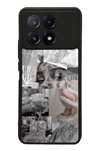 Spoyi حافظة هاتف لامعة بتصميم ملصق فضي لهاتف Xiaomi Poco X6 Pro
