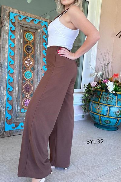 İnce Topuk Full LYcra Zippered Palazzo Trousers - 3Y132