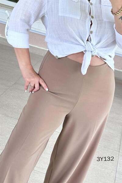 İnce Topuk Full LYcra Zippered Palazzo Trousers - 3Y132