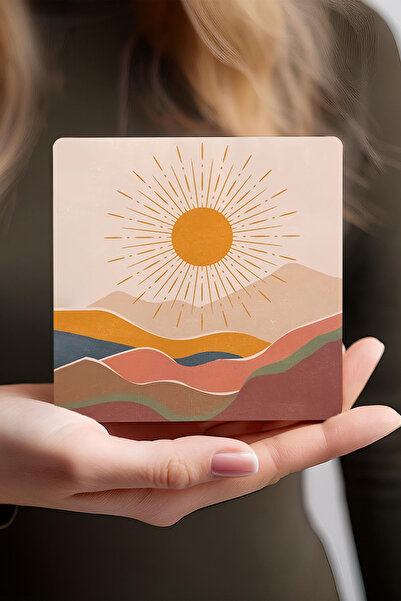 Pinecone Minimalist Abstract, Bohemian Stone Coasters Desktop Protective Coasters Set of 4 10x10cm Sc233