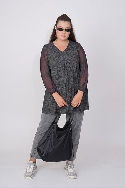 Büyük Moda Bluză cu decolteu în V din tul