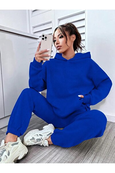 pandy Комплект анцуг Saks Blue Oversize с качулка и джоб с кенгуру