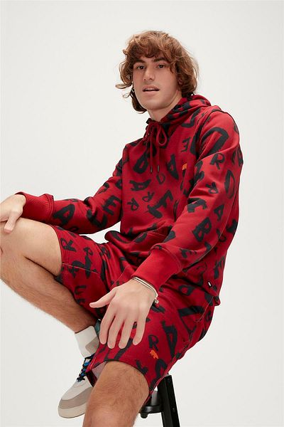 Bad Bear Bling Hoodie Maroon Claret Red Hooded Men's Sweatshirt