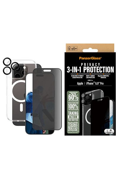 PanzerGlass حزمة خصوصية iPhone 16 Pro Max 3 في 1 Ekran & Kamera Koruyucu & Kılıf