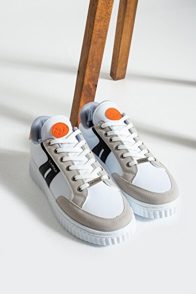 L.A Polo 509 White Black Orange Color White Sole Lace-up Daily Men's Sports Shoes