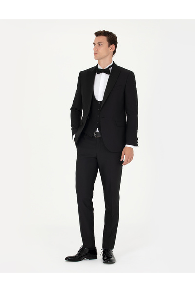 Pierre Cardin Siyah Ex. Slim Fit Yelekli Smokin 50268905-VR046