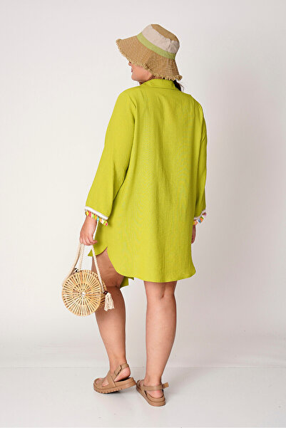 Büyük Moda Linen Textured - Lace up Pareo