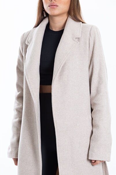 beeke Μπεζ παλτό με κορδόνια και επένδυση με λεπτομέρεια τσέπης (πλήρης εφαρμογή) Νέα σεζόν Beeke-6780