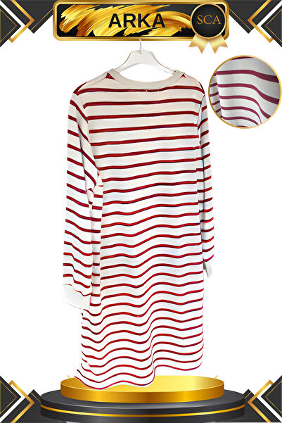 SCA Striped Long Cotton Tunic - Side Slit Detail
