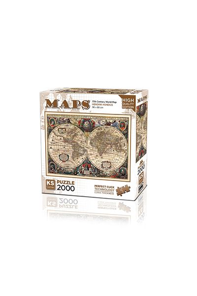 Ks Games Hendrik Hondius Vintage World Map 2000 Piece Puzzle