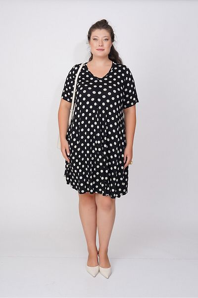 Büyük Moda Pleated Front Polka Dot Dress