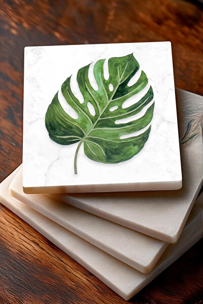 Pinecone Leaf, Lotus Flower, Flower of Life Stone Coaster Desktop Protective Coaster 4 Piece Set 10x10cm