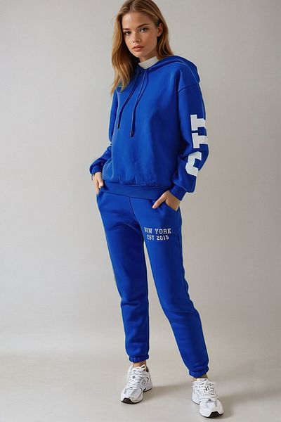 VAGGON Γυναικεία αθλητική φόρμα Saks Printed - Hooded, 3 Thread, Elastic, Winter Prm0455