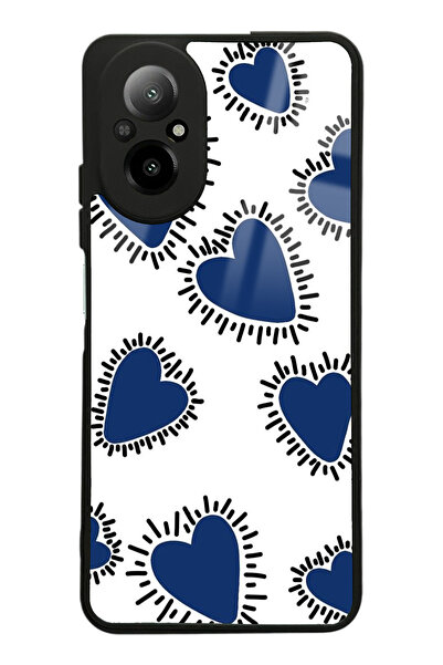 Spoyi Oppo Realme 12 Lite Mavi Kalp Tasarımlı Glossy Telefon Kılıfı