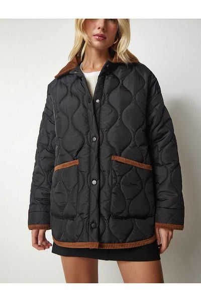 SERBA Onion Pattern Collar and Pipes Velvet Garni Loose Fit Coat
