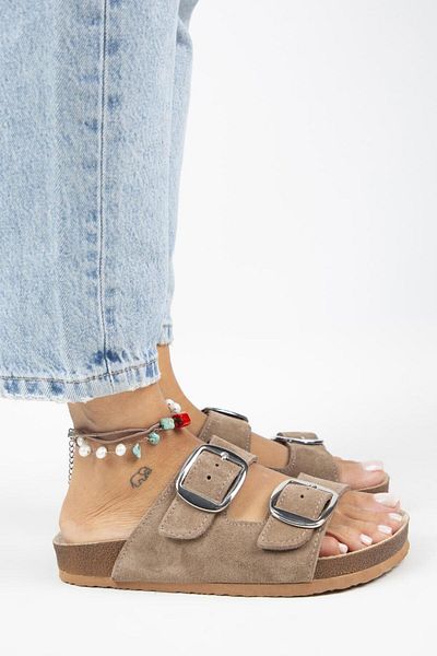 Manijero Irene Women's Mink - مشبك فضي بإبزيم مزدوج