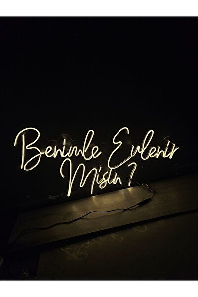 En Güzel Günde Benimle Evlenir Misin Neon Led Işıklı Tabela 40*75 Cm