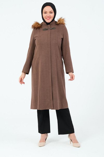 GLR&GYM Şehnaz Women's Large Size Lined Hooded Spoon Coat