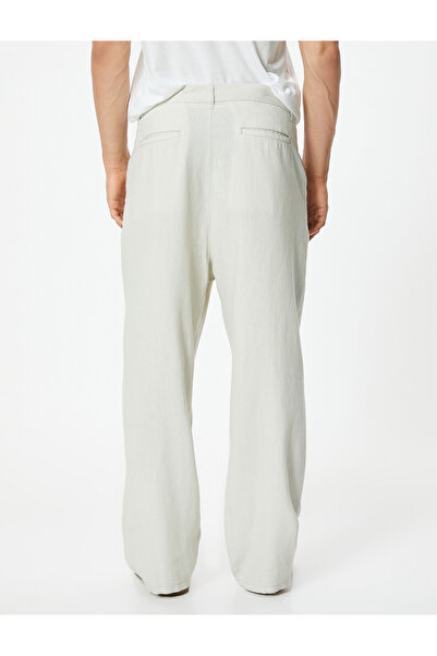 Koton Змішана лляна тканина чінос з еластичною талією Розслаблений крій і детальна кишеня Вільні штани