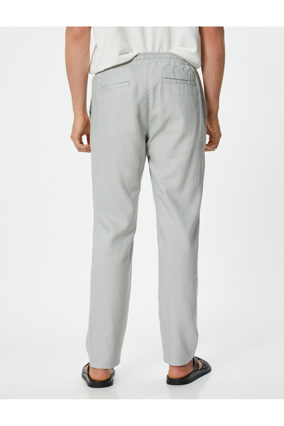 Koton Linen Summer Trousers - Chino, with Waist Laces and Pockets