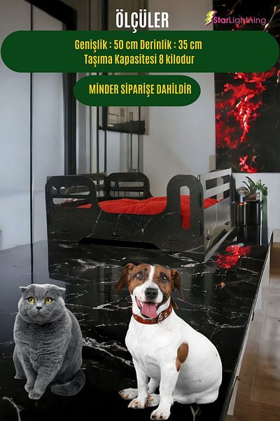 StarLightning Wooden Large Cat Bed Premium Quality Black Marble Cat House 50x35 Cm Model 4