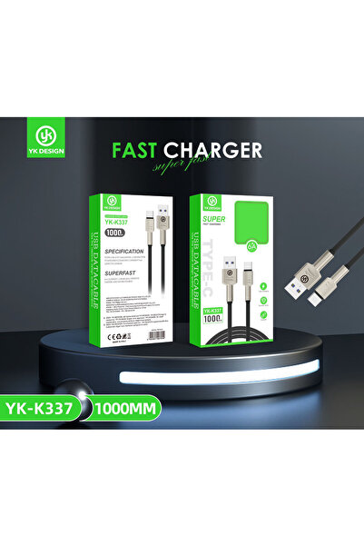 YK-K337 Samsung Xiaomi Huawei Oppo iPhone15/16 Uyumlu Tepe-c Usb  Cihazi Hizli Sarj Kablosu