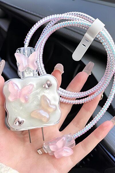 WANNA PROTECT Iphone 20W Uyumlu Şarj Kablosu Başlığı Adaptörü Kalp Koruma Kab...