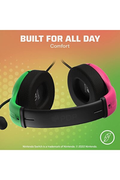 Pdp سماعة رأس سلكية للألعاب LVL40 مزودة بميكروفون عازل للضوضاء: وردي/أخضر