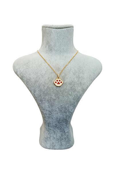 Mos Tespih Gold Dog Paw Red Necklace