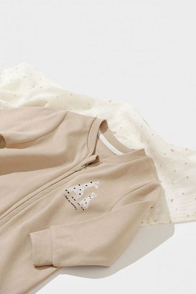 BabyCosy Salopeta cu fermoar Girafa, BabyCosy, Mink, 12-18 luni