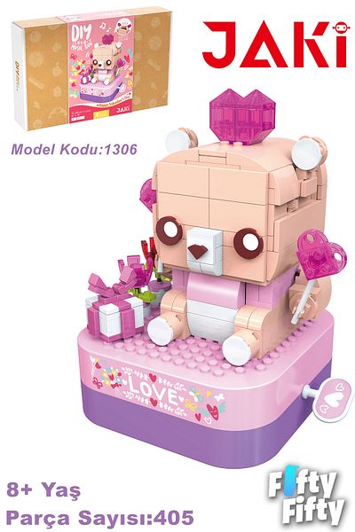 Vagonlife Jaki Music Boxed Teddy Bear - 405 Piece Toy Building Set Jk1306-Ffjk1306