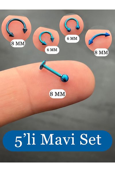 Karınca Piercing Blue Piercing Set of 5