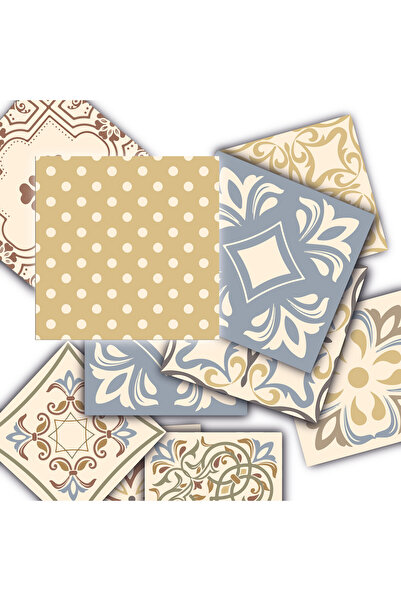 TİNK Kendinden Yapışkanlı Retro Sarı Desenli Pvc Karo 15x15 Cm 10'lu Paket