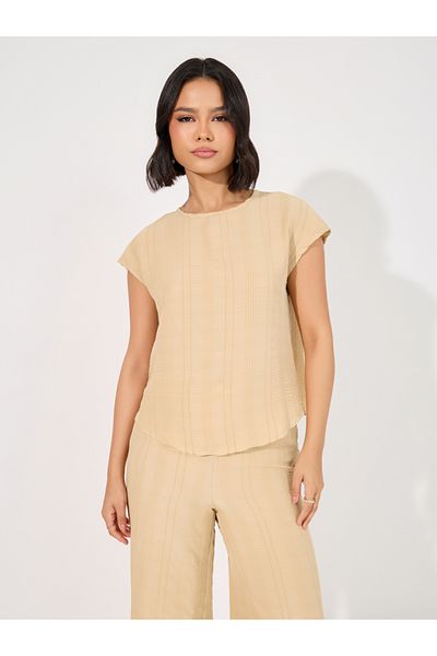 Styli Textured Top & Wide Leg Pants Modest Set