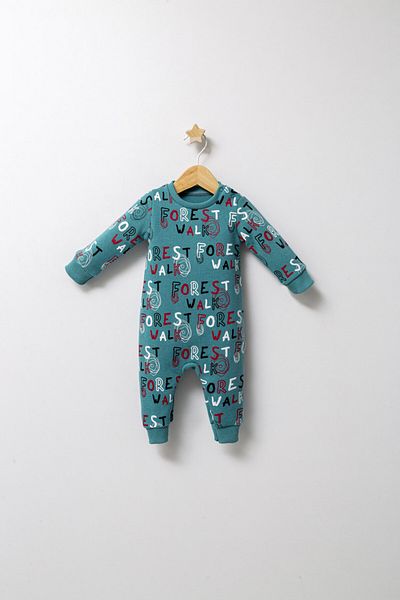 Tongs Baby Salopeta pentru bebelusi de iarna Forest, Tongs baby, baietei,Turcoaz, 6-9 luni